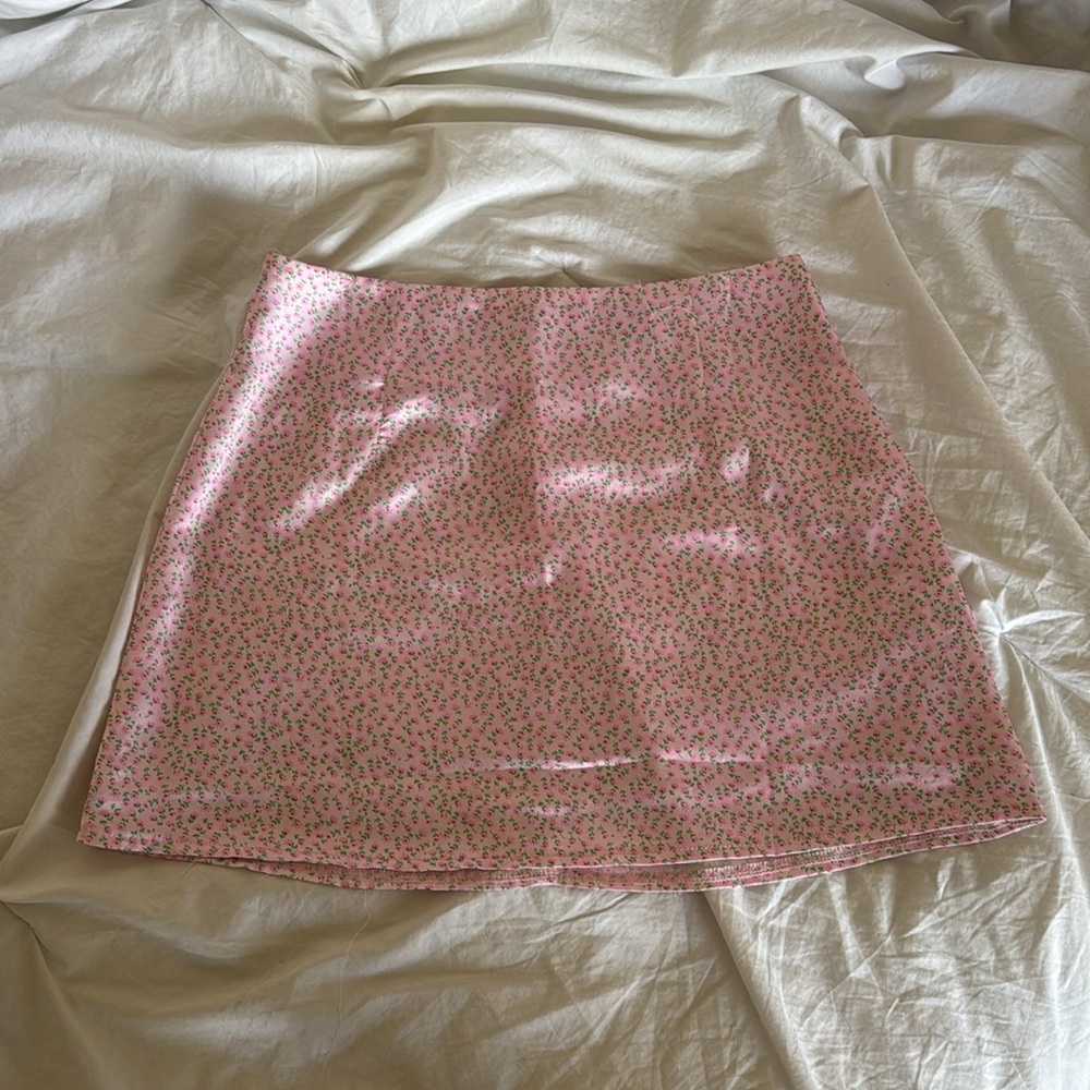 Princess Polly Matilda Mini Skirt Floral Pink  silk satin baby pastel light pink